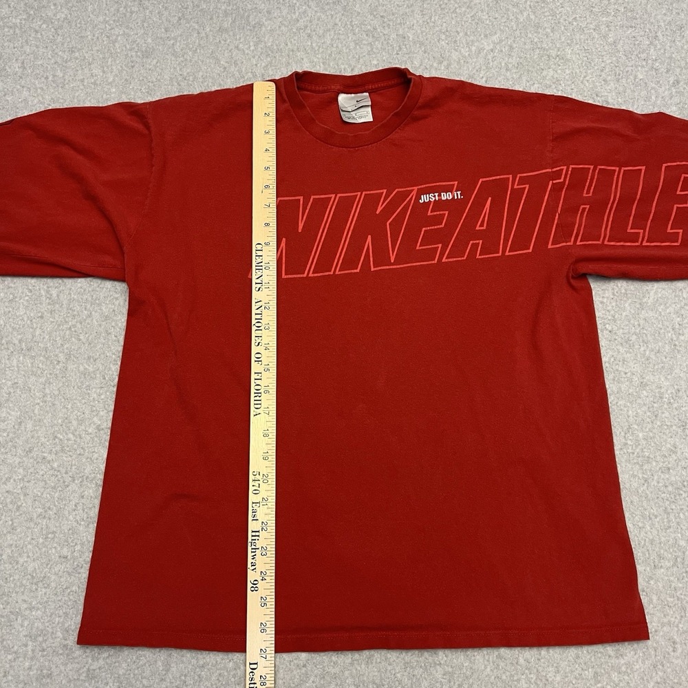 Vintage Nike Shirt Men's Large Red Long Sleeve Logo Spellout 90's Y2K - Picture 11 of 12